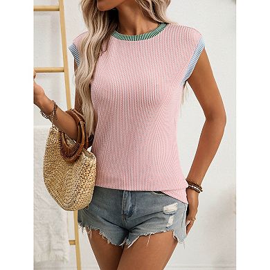 Summer Tops for Women Cap Sleeve Casual Loose Blouse Comfy Basic Top Shirts