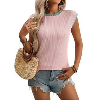 Summer Tops for Women Cap Sleeve Casual Loose Blouse Comfy Basic Top Shirts