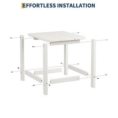 ANIXOL Square HDPE Outdoor Side Table, Heavy-Duty Weather Resistant Patio End Table