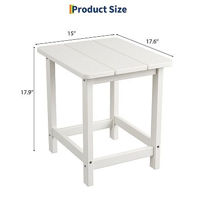 ANIXOL Square HDPE Outdoor Side Table, Heavy-Duty Weather Resistant Patio End Table