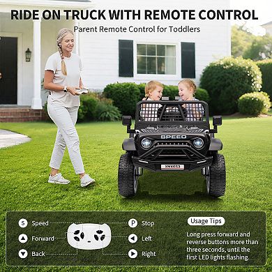 ANIXOL 12V Kids Ride-On Jeep with Parent Remote, Lights and Music