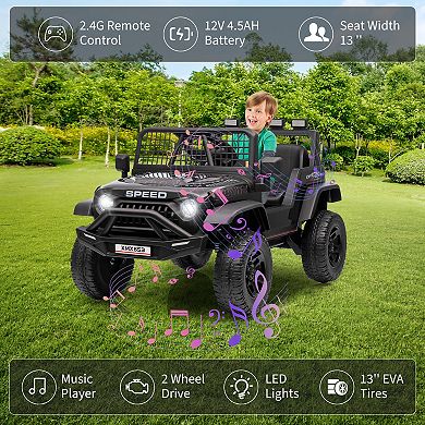 ANIXOL 12V Kids Ride-On Jeep with Parent Remote, Lights and Music