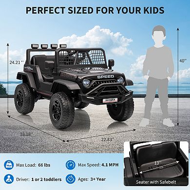 ANIXOL 12V Kids Ride-On Jeep with Parent Remote, Lights and Music