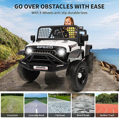 ANIXOL 12V Kids Ride-On Jeep with Parent Remote, Lights and Music