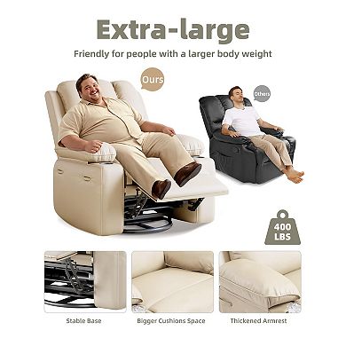 ANIXOL Swivel Rocker Recliner Chair with Heating and Massage