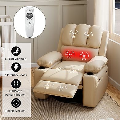 ANIXOL Swivel Rocker Recliner Chair with Heating and Massage