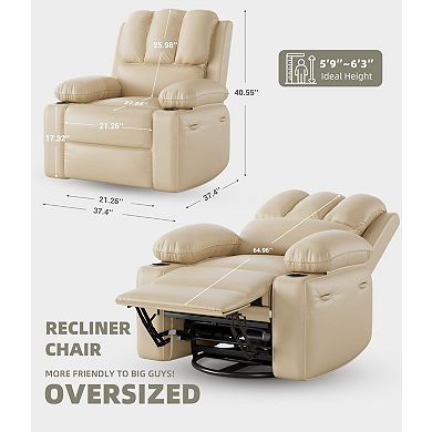 ANIXOL Swivel Rocker Recliner Chair with Heating and Massage