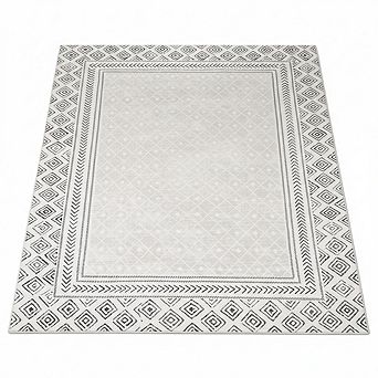 Washable Area Rug,Border Geometric Rug,Non Slip Soft Ultra Thin Area Rug