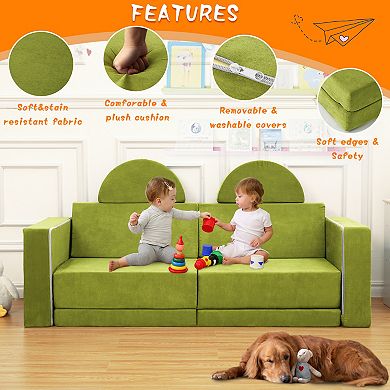 ANIXOL Modular Kids Play Sofa, Foam Floor Couch with Washable Covers