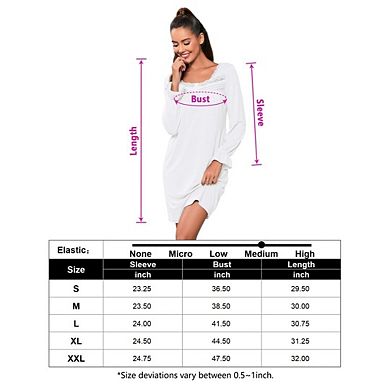 Womens Square Neck Nightgown Long Sleeve House Sleep Dress