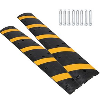 ANIXOL 2-Pack 6-Ft Heavy-Duty Recycled Rubber Speed Bumps for Driveways & Parking Lots