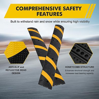 ANIXOL 2-Pack 6-Ft Heavy-Duty Recycled Rubber Speed Bumps for Driveways & Parking Lots