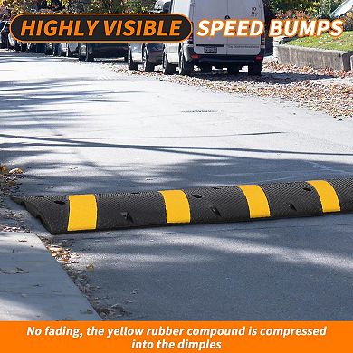 ANIXOL 2-Pack 6-Ft Heavy-Duty Recycled Rubber Speed Bumps for Driveways & Parking Lots