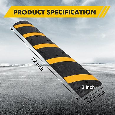 ANIXOL 2-Pack 6-Ft Heavy-Duty Recycled Rubber Speed Bumps for Driveways & Parking Lots