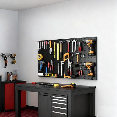 ANIXOL 2-Pack 24" x 12" Black Metal Pegboards for Garage Wall Storage