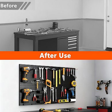 ANIXOL 2-Pack 24" x 12" Black Metal Pegboards for Garage Wall Storage