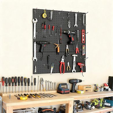ANIXOL 2-Pack 24" x 12" Black Metal Pegboards for Garage Wall Storage