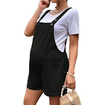 Women's Maternity Casual Rompers Bib Short Overalls Loose Jumpsuit Beach Outfits