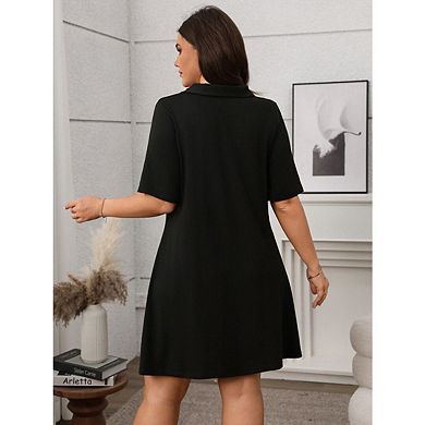 Women's Plus Size Tie Front Dress V Neck A Line Mini Evening Party Dresses Going Out Outfits