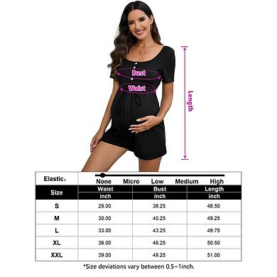 Women's Maternity Scoop Neck Button Front High Waist Tank Romper