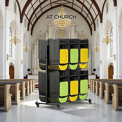 ANIXOL Heavy-Duty Folding Chair Rack Cart 84 Capacity