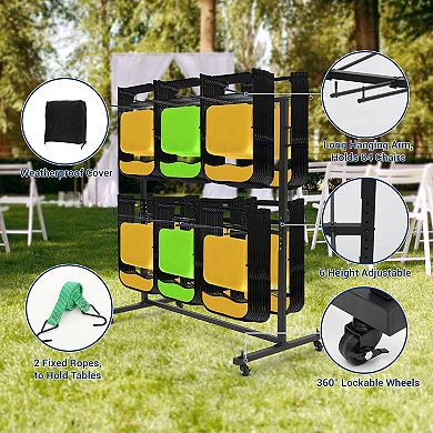 ANIXOL Heavy-Duty Folding Chair Rack Cart 84 Capacity