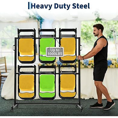 ANIXOL Heavy-Duty Folding Chair Rack Cart 84 Capacity