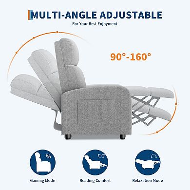 ANIXOL Push-Back Manual Recliner Chair with Side Pocket and Padded Cushions