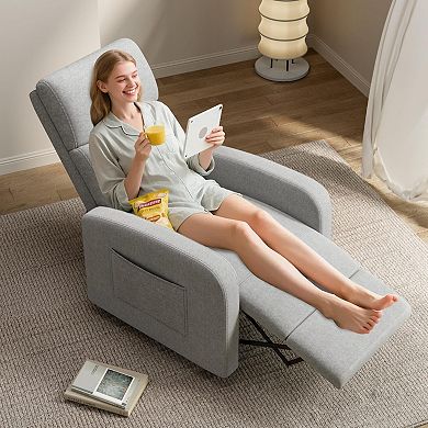 ANIXOL Push-Back Manual Recliner Chair with Side Pocket and Padded Cushions