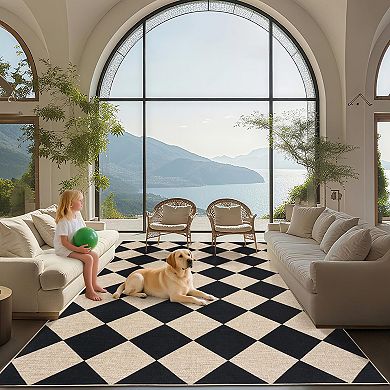 ANIXOL Easy-Care Checkered Jute Rug