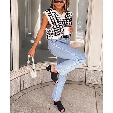 Women's Oversized V Neck Knit Sweater Vest Tunic Sleeveless Pullover Top