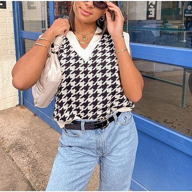 Women's Oversized V Neck Knit Sweater Vest Tunic Sleeveless Pullover Top