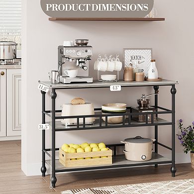 ANIXOL Rustic 3-Tier Console Table with Storage Shelves