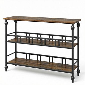 ANIXOL Rustic 3 tier Console Table with Storage Shelves