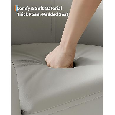 ANIXOL Faux Leather Barrel Accent Chair with Removable Cushion