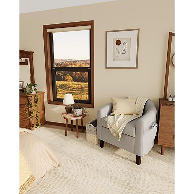 ANIXOL Faux Leather Barrel Accent Chair with Removable Cushion