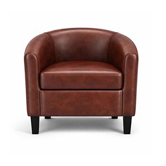 ANIXOL Faux Leather Barrel Accent Chair with Removable Cushion