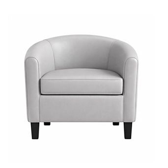 ANIXOL Faux Leather Barrel Accent Chair with Removable Cushion