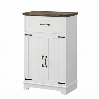 ANIXOL Farmhouse Freestanding Storage Cabinet with Doors, Drawer and Open Shelf