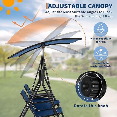 ANIXOL 2-Person Outdoor Porch Swing Chair with Canopy