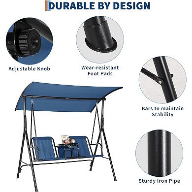 ANIXOL 2-Person Outdoor Porch Swing Chair with Canopy