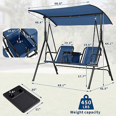 ANIXOL 2-Person Outdoor Porch Swing Chair with Canopy