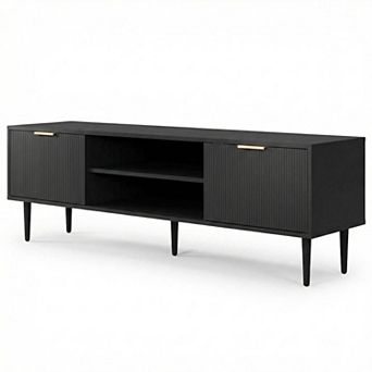 ANIXOL Modern Fluted TV Stand with Storage Cabinets