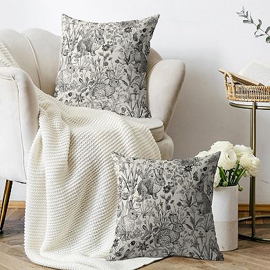 2 pcs Easter Spring Vintage Rabbit Floral Throw Pillow Covers