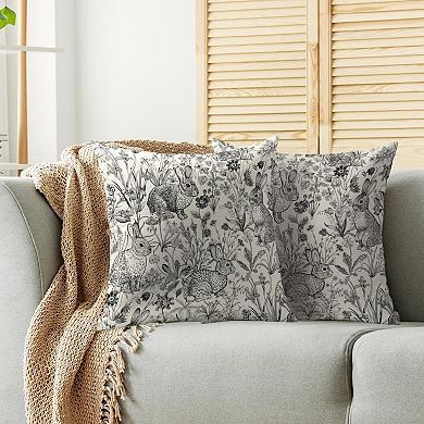 2 pcs Easter Spring Vintage Rabbit Floral Throw Pillow Covers