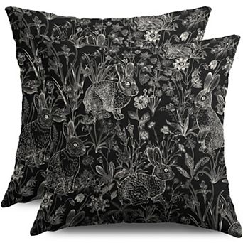 2 pc Easter Spring Vintage Rabbit Floral Throw Pillow Covers