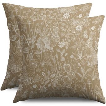 2 pc Easter Spring Vintage Rabbit Floral Throw Pillow Covers