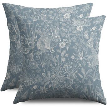 2 pc Easter Spring Vintage Rabbit Floral Throw Pillow Covers