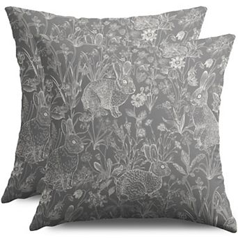 2 pc Easter Spring Vintage Rabbit Floral Throw Pillow Covers
