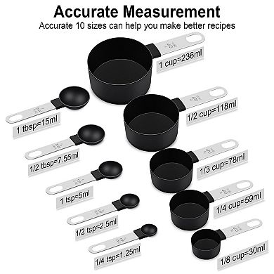 10 Pieces Stainless Steel Measuring Set Nesting Kitchen Tools
